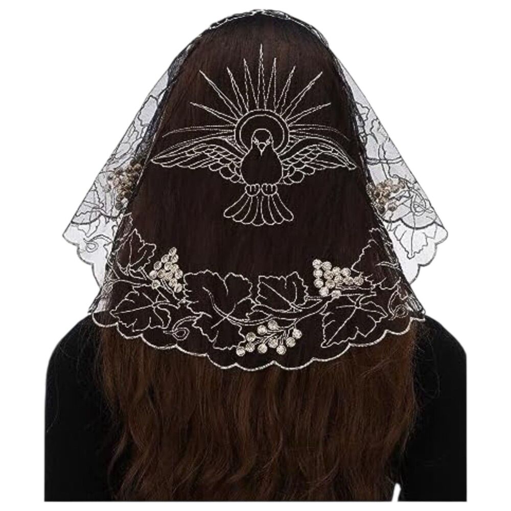Bozidol Church Round Lace Veil - Grapevine Pattern - Prayer Veil 18" diameter